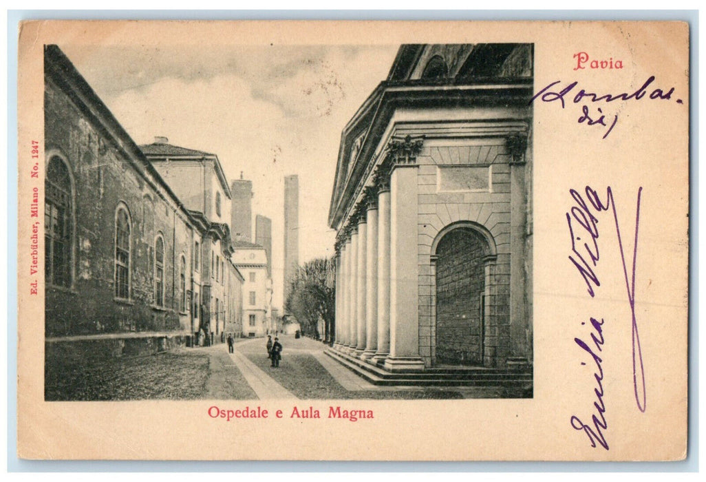 1910 View of Hospital and Aula Magna Pavia Italy Posted Antique Postcard
