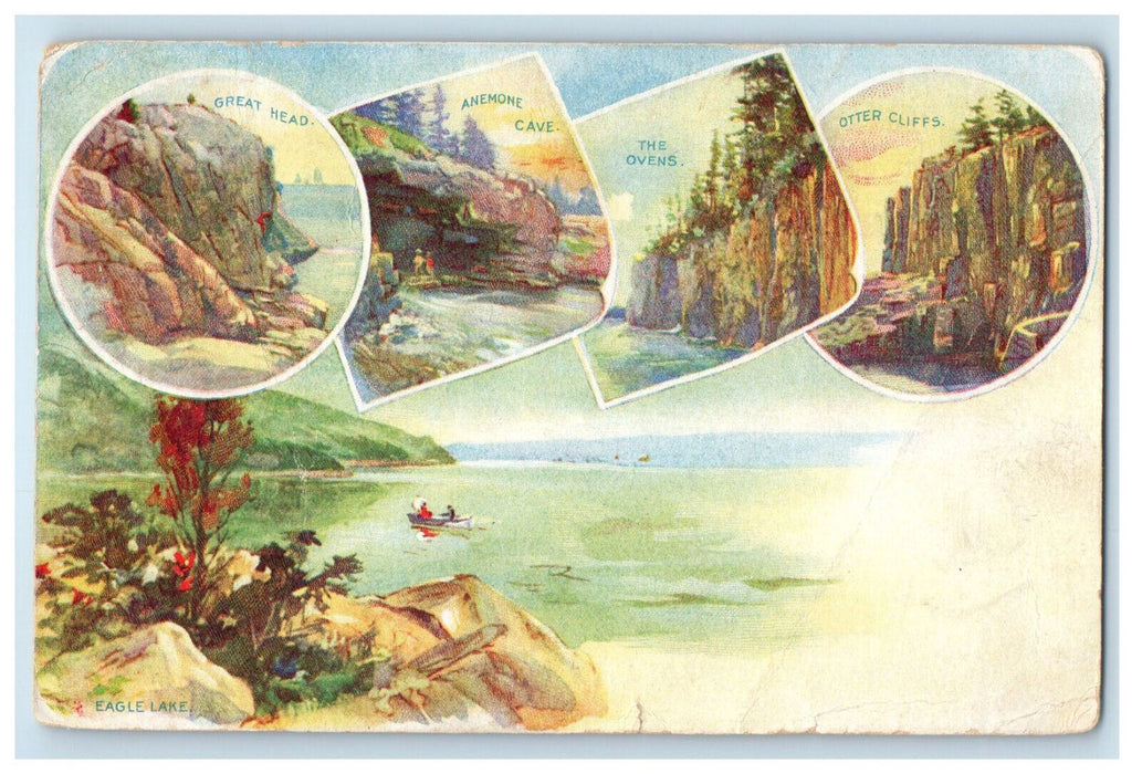 1901 Multiview of The Eagle Lake Acadia National Park Maine ME Antique Postcard