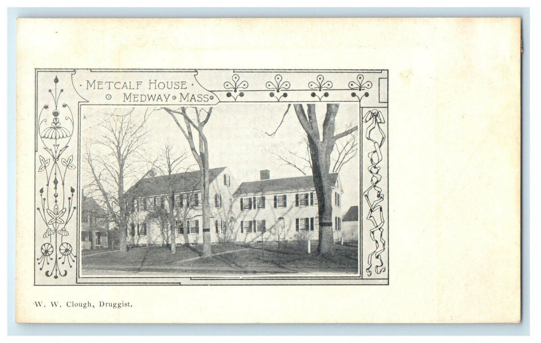 1901 Metcalf House in Medway Massachusetts MA Unposted Antique Postcard