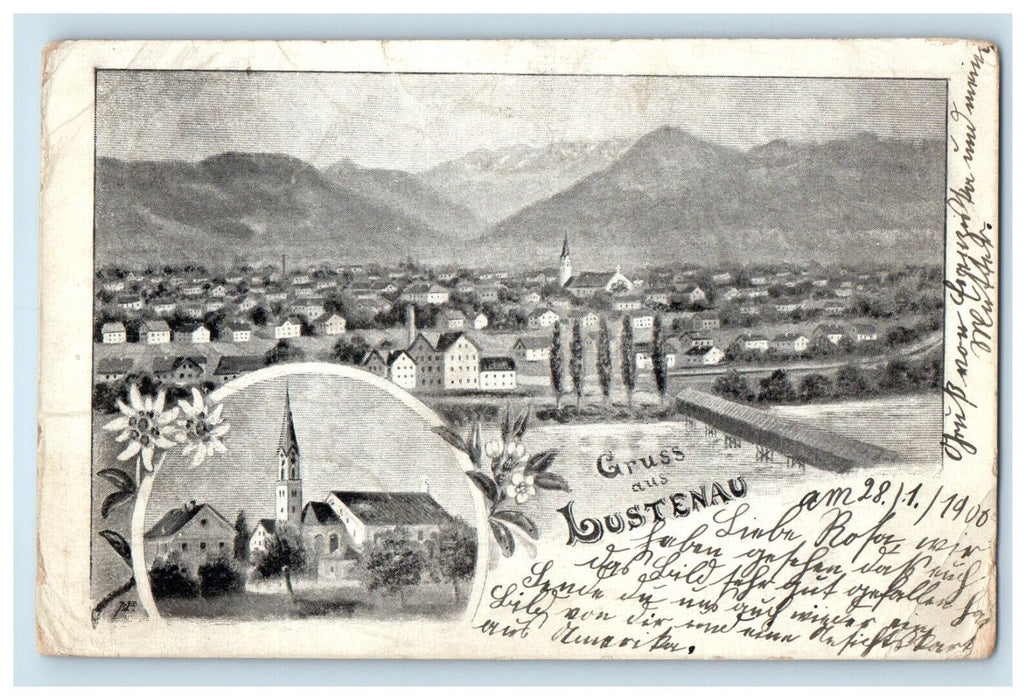 1900 Gruss Aus (Greetings from) Lustenau Austria Posted Antique Postcard
