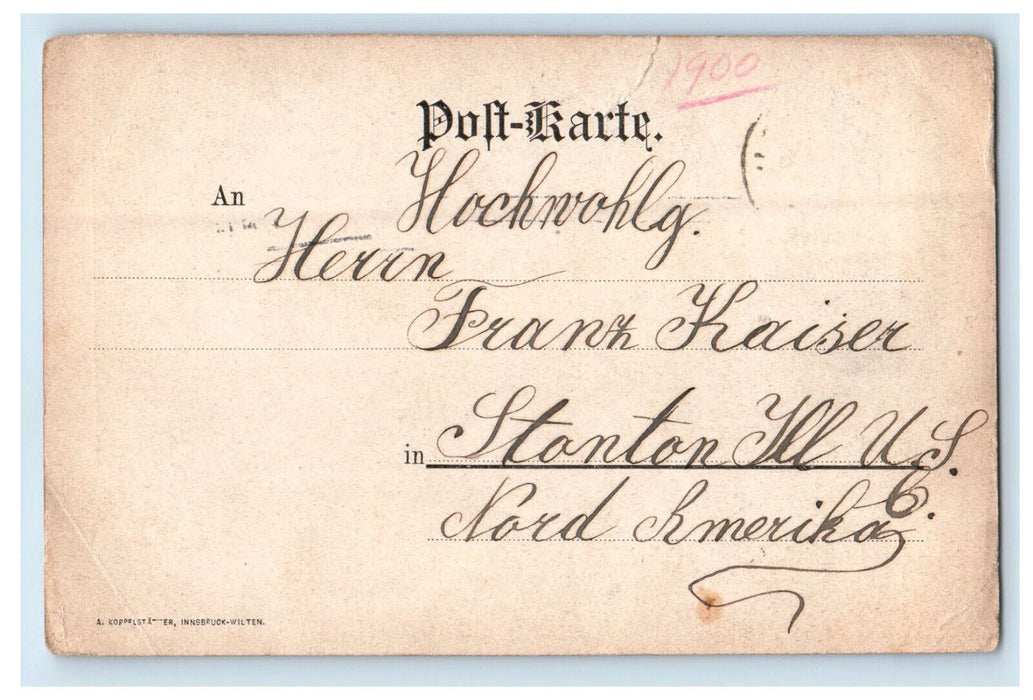 1900 Gruss Aus (Greetings from) Lustenau Austria Posted Antique Postcard