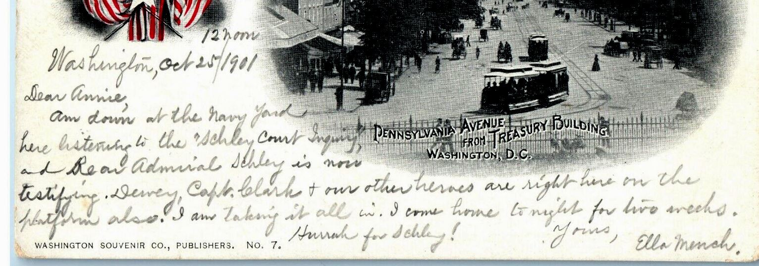 1901 Navy Yard Schley Court Inquiry Historical Political Washington DC Postcard