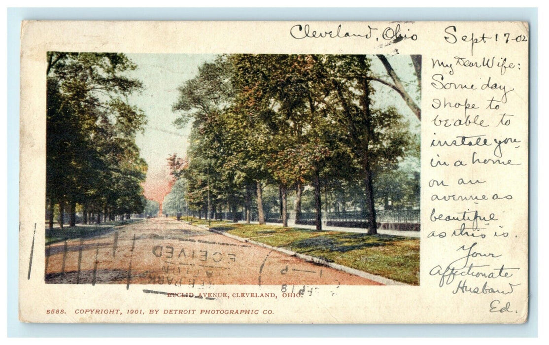 1902 Cleveland OH. Street View at Euclid Avenue, Ohio Antique Postcard