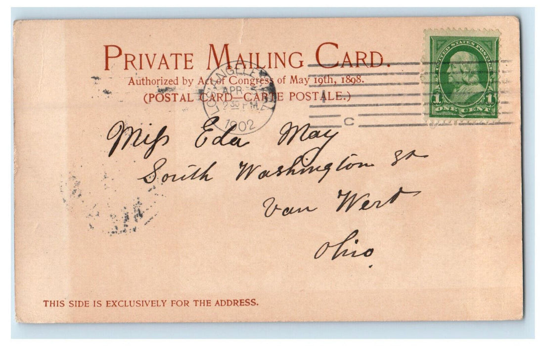 1902 Avalon, Santa Catalina Island California CA PMC Posted Postcard