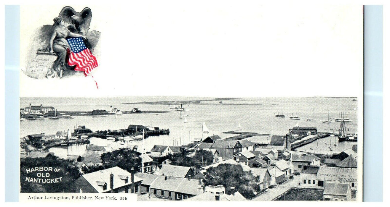1901 View of Harbor In Old Nantucket, Massachusetts MA Antique Postcard