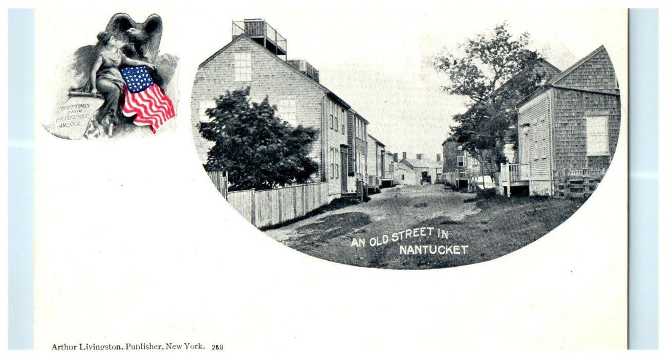 1901 An Old Street in Nantucket, Massachusetts MA Antique Postcard