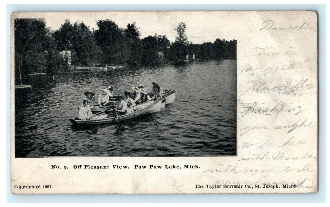 1901 Off Pleasant View Paw Paw Lake Michigan MI Coloma Postcard