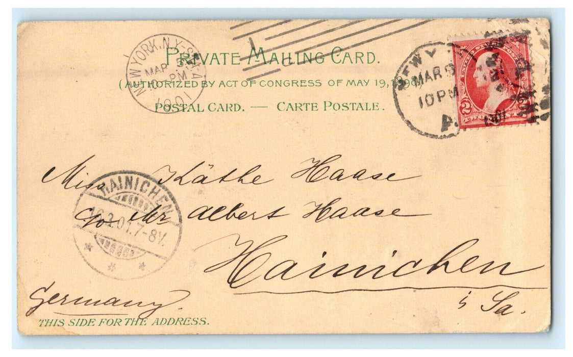 1901 Electric Railroad Train Coentie's Slip New York HTL Hold to Light Postcard