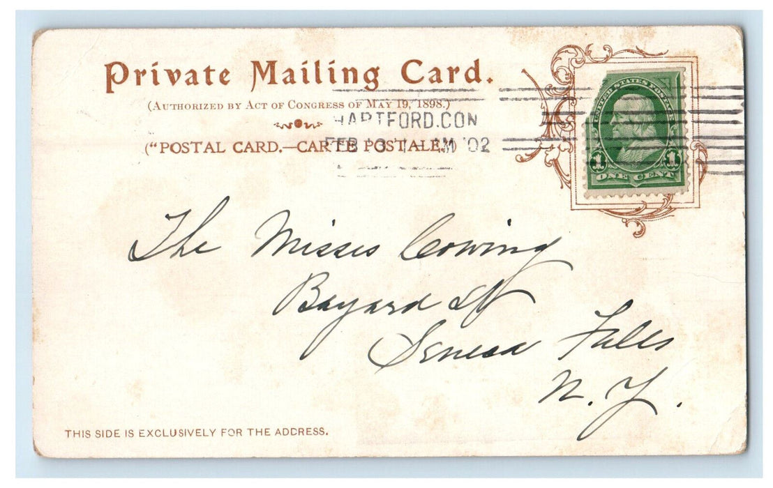 1902 Chas Warner, Harriet Stowe and Mark Twain Houses Hartford CT PMC Postcard