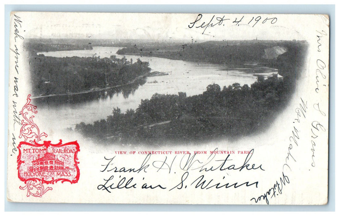 1900 View of Connecticut River from Mountain Park Holyoke MA PMC Postcard