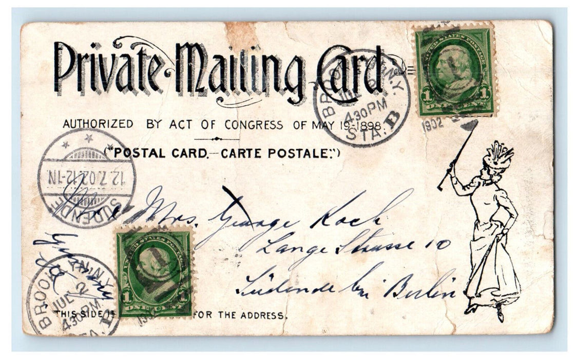 1902 Going To The Fire Brooklyn New York NY PMC Posted Antique Postcard