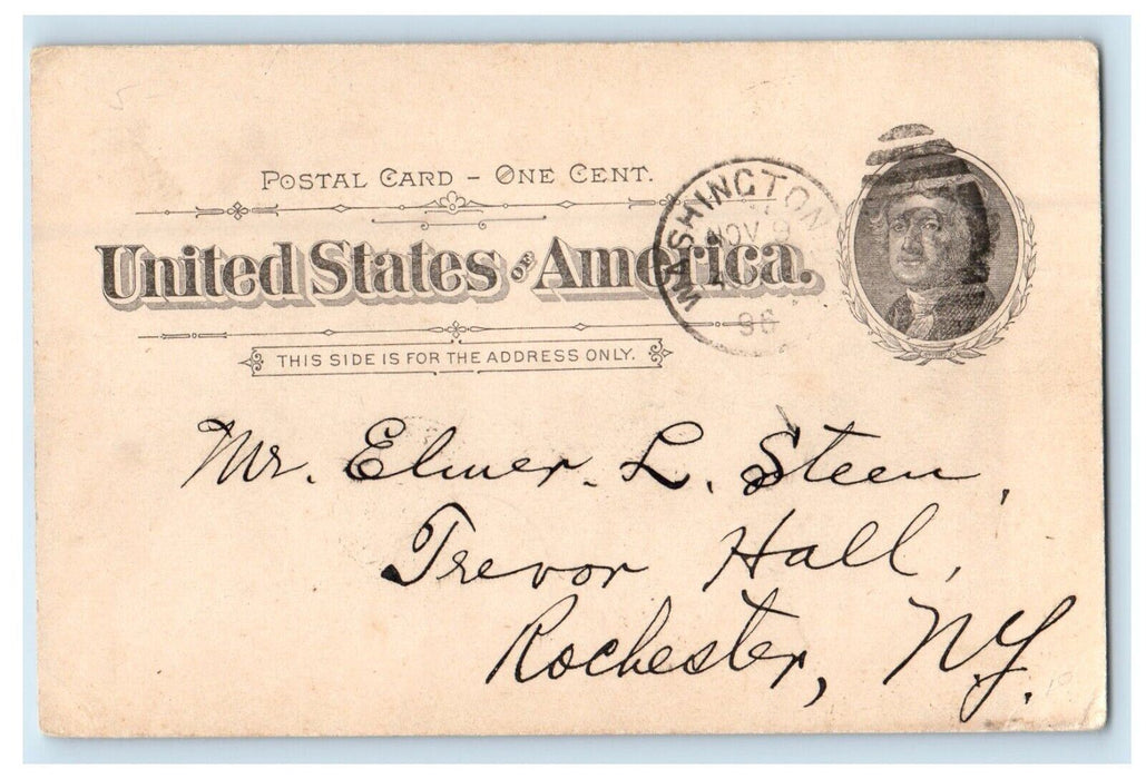 1896 Washington DC Rochester New York NY, Letter Posted Antique Postcard