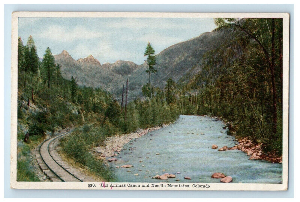 Las Animas Canon And Needle Mountains Colorado CO, Railroad Train Postcard