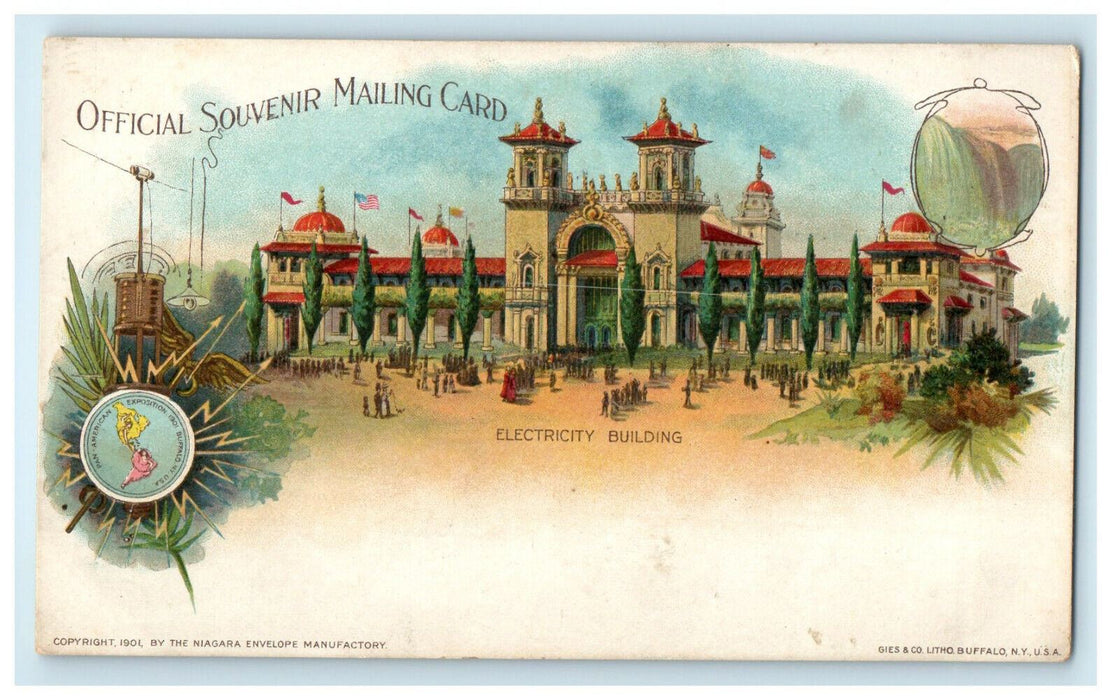 1901 Electricity Building Buffalo NY Expo Official Souvenir PMC Postcard