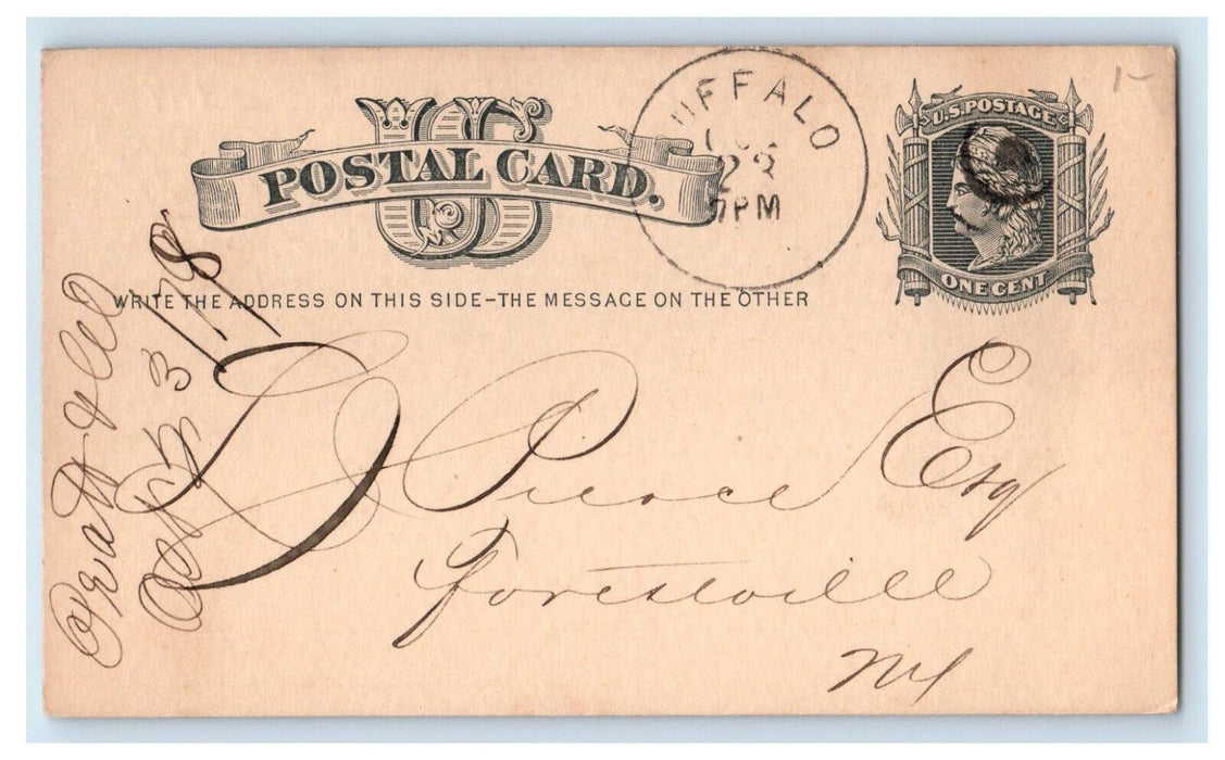 1878 Account Credit Notification Buffalo New York NY Posted Antique Postcard