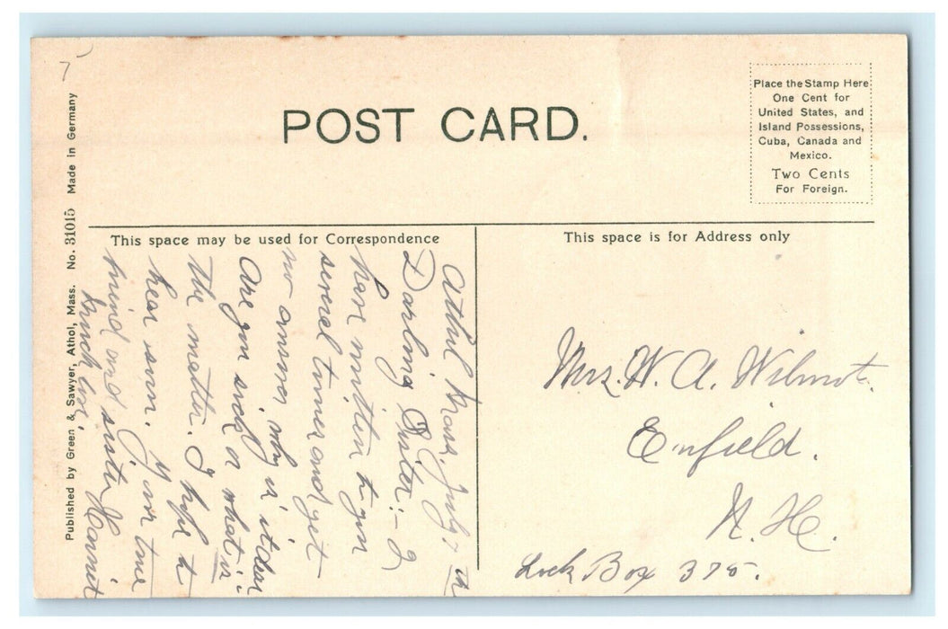 Birds Eye Aerial View Snow Winter Village Athol Massachusetts MA Postcard