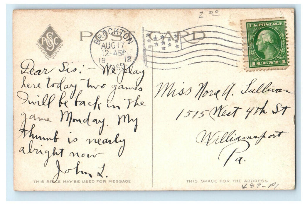 1912 Outside View of Post Office, Brockton Massachusetts MA Posted Postcard