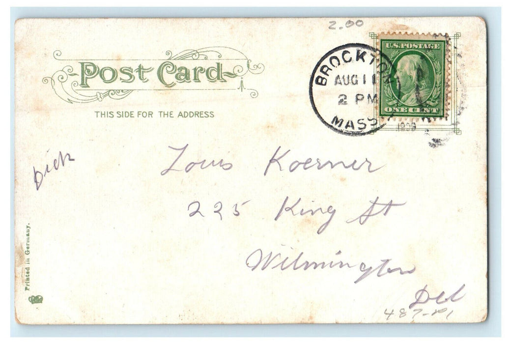 1909 W.L. Douglas Shoe Co, Factory No. 1 Brockton Massachusetts MA Postcard