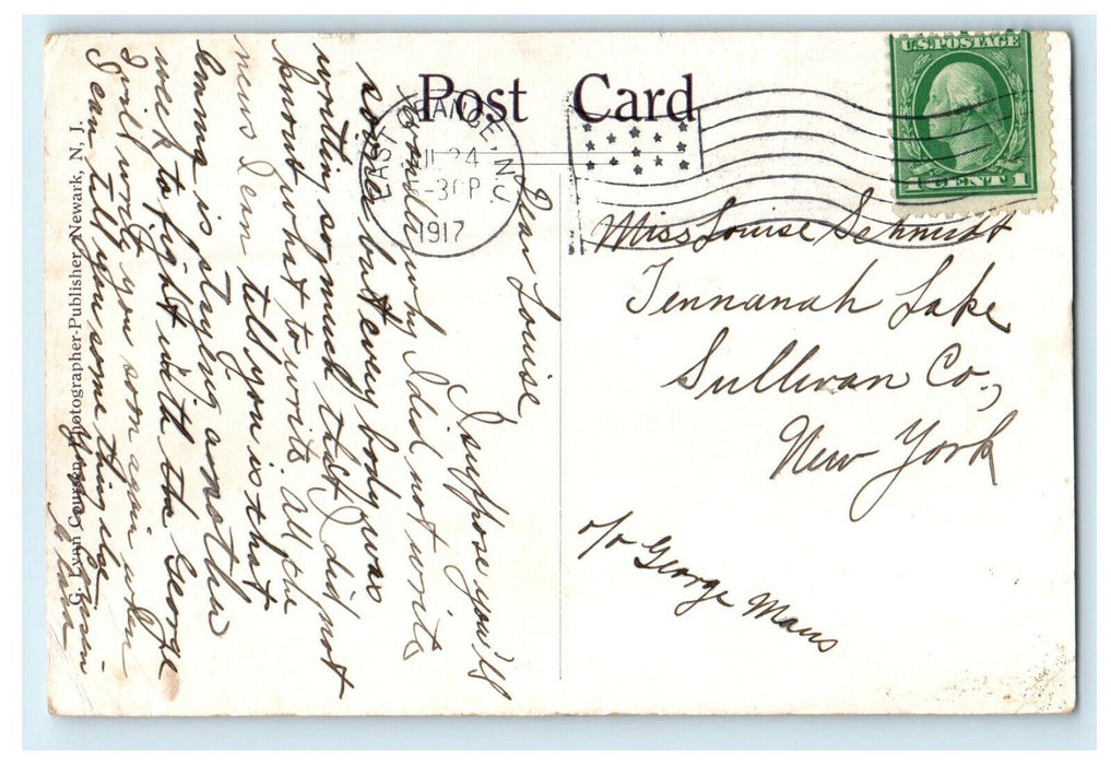 1917 Drake College, Harrison Street and Central Avenue, East Orange NJ Postcard