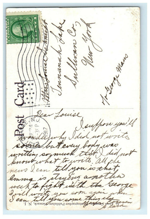 1917 Drake College, Harrison Street and Central Avenue, East Orange NJ Postcard