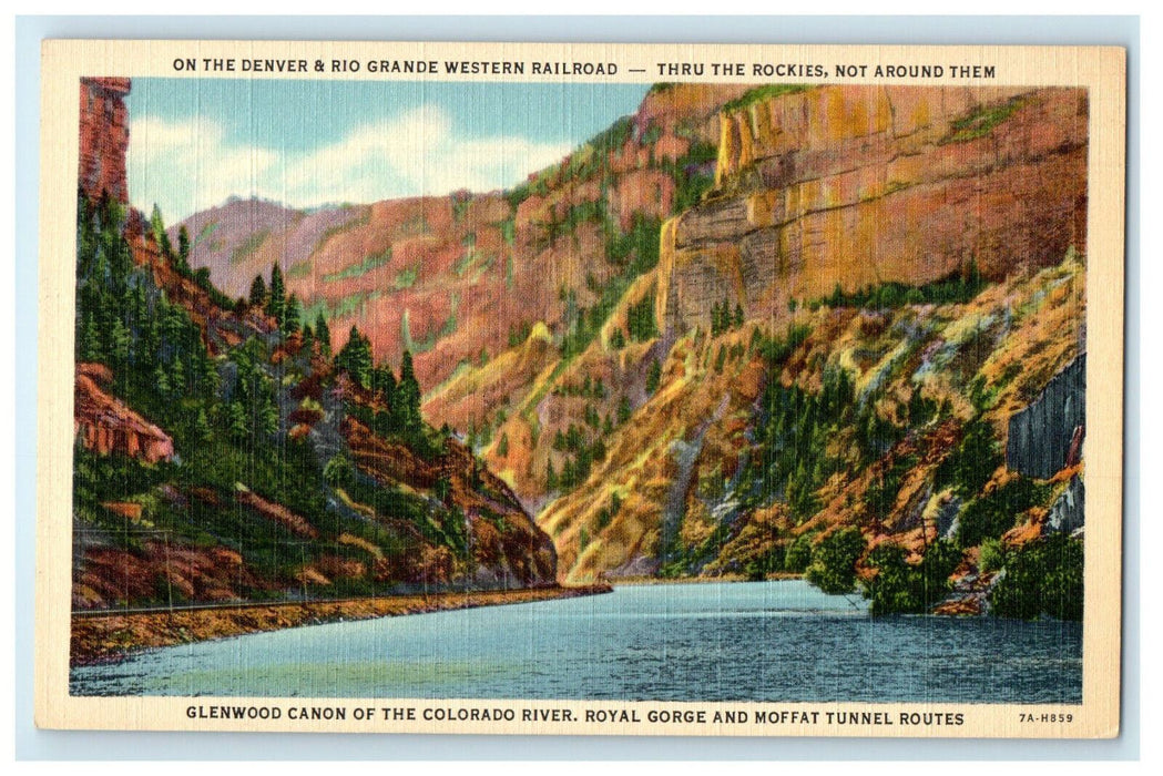 c1930 Glenwood Canon of the Colorado River Royal Gouge & Moffat Tunnel Postcard