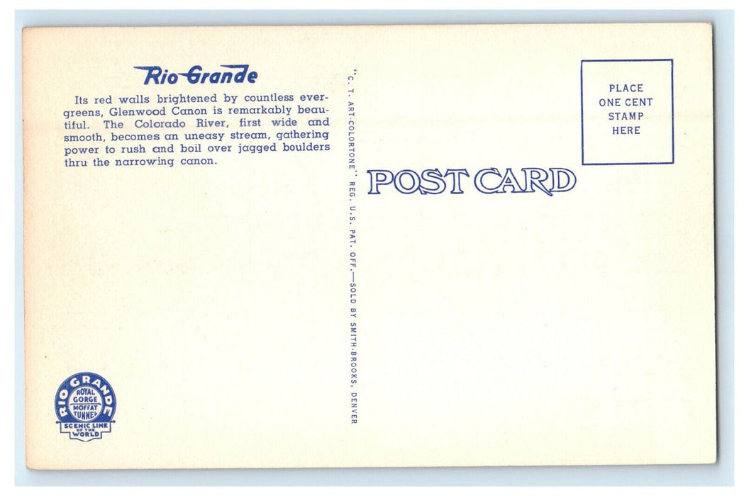 c1930 Glenwood Canon of the Colorado River Royal Gouge & Moffat Tunnel Postcard