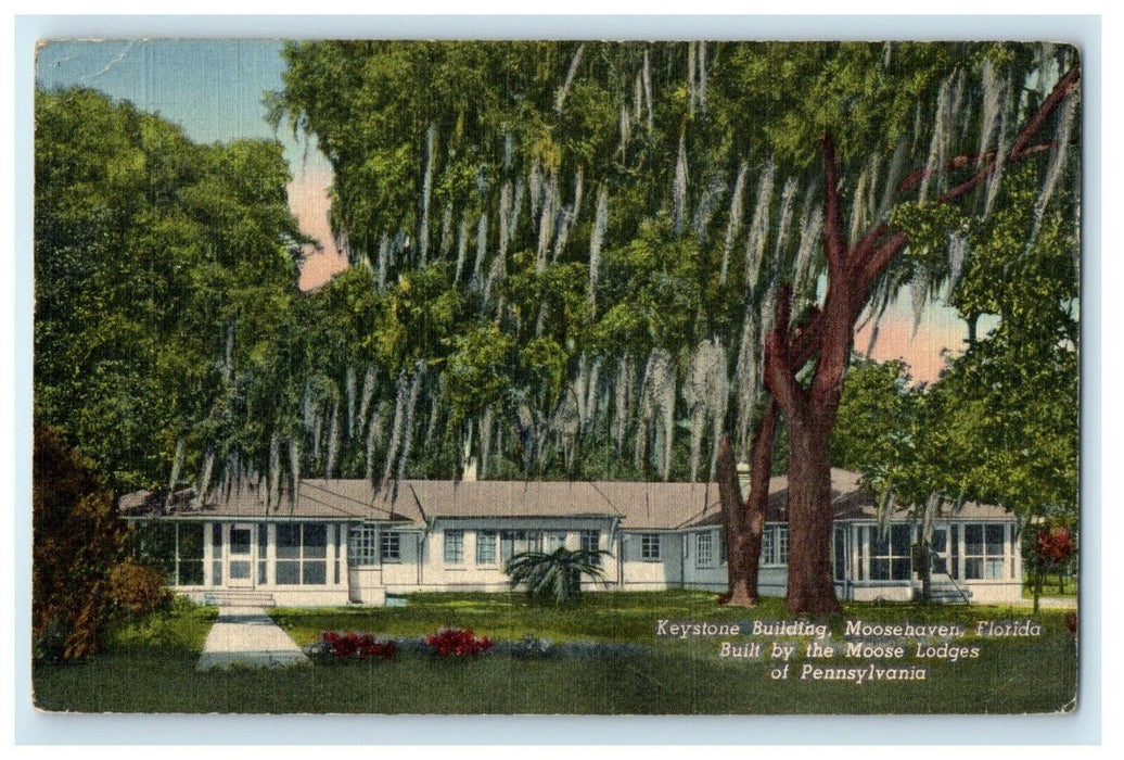 1954 Moosehaven FL, Keystone Building Moose Lodge Of Pennsylvania Postcard