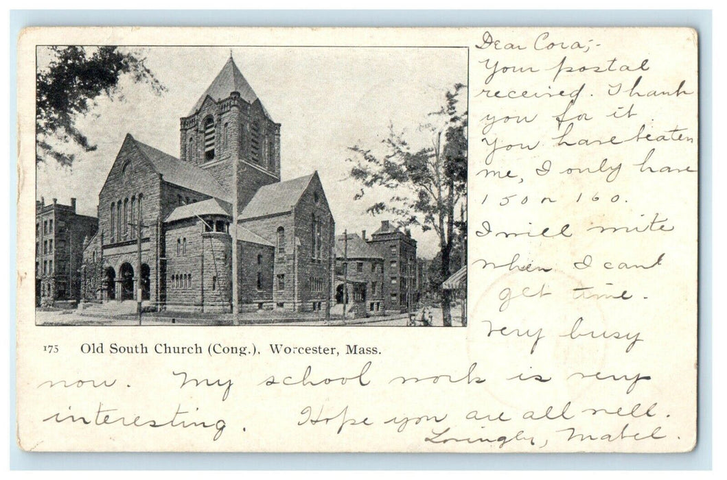 1906 The Old South Church Congregational Worcester Massachusetts MA Postcard