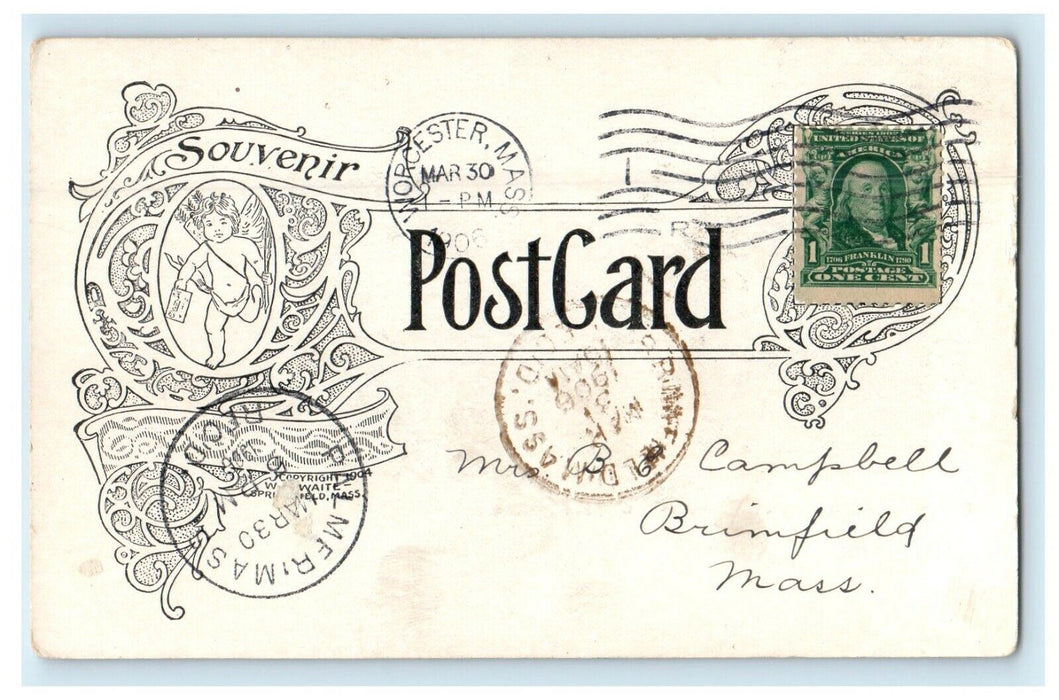 1906 The Old South Church Congregational Worcester Massachusetts MA Postcard