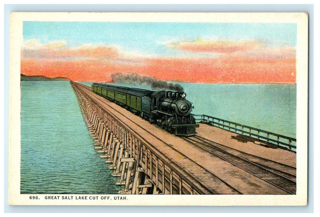 c1920s Great Salt Lake Cut-Off Utah UT Overland Limited Train Unposted Postcard