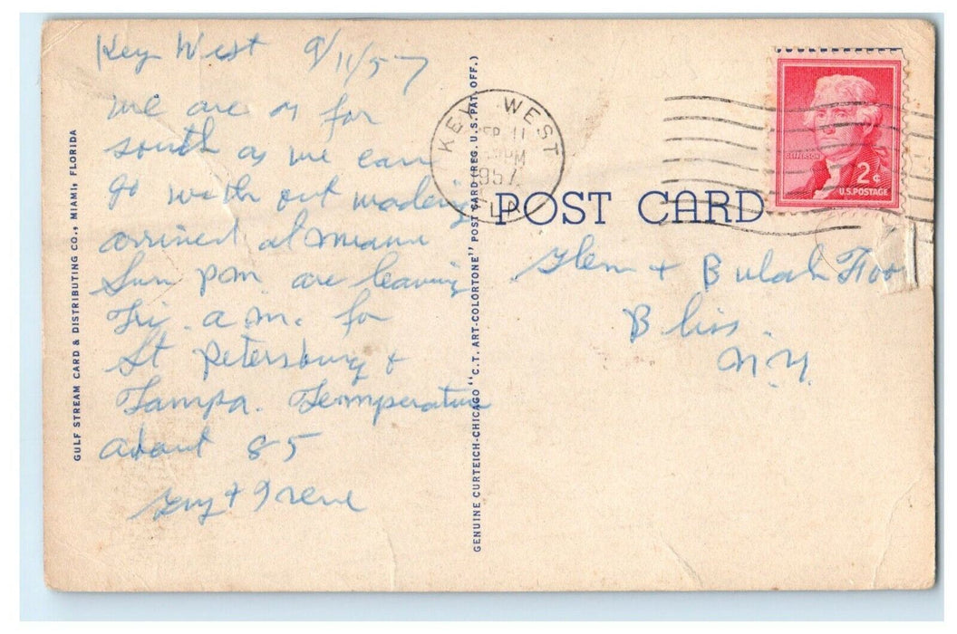 1957 Spanish Harbor Overseas Highway Key West Florida FL Viaduct Postcard