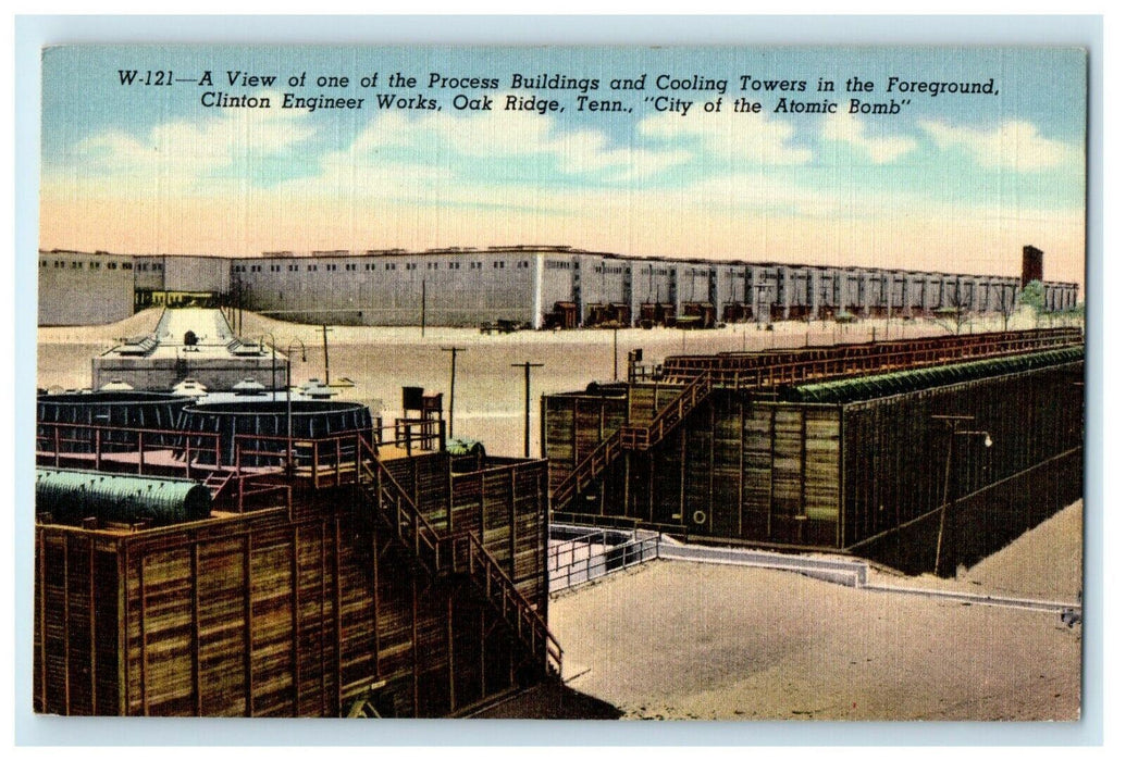 c1940's View Of Process Building Cooling Towers Oak Ridge Tennessee TN Postcard