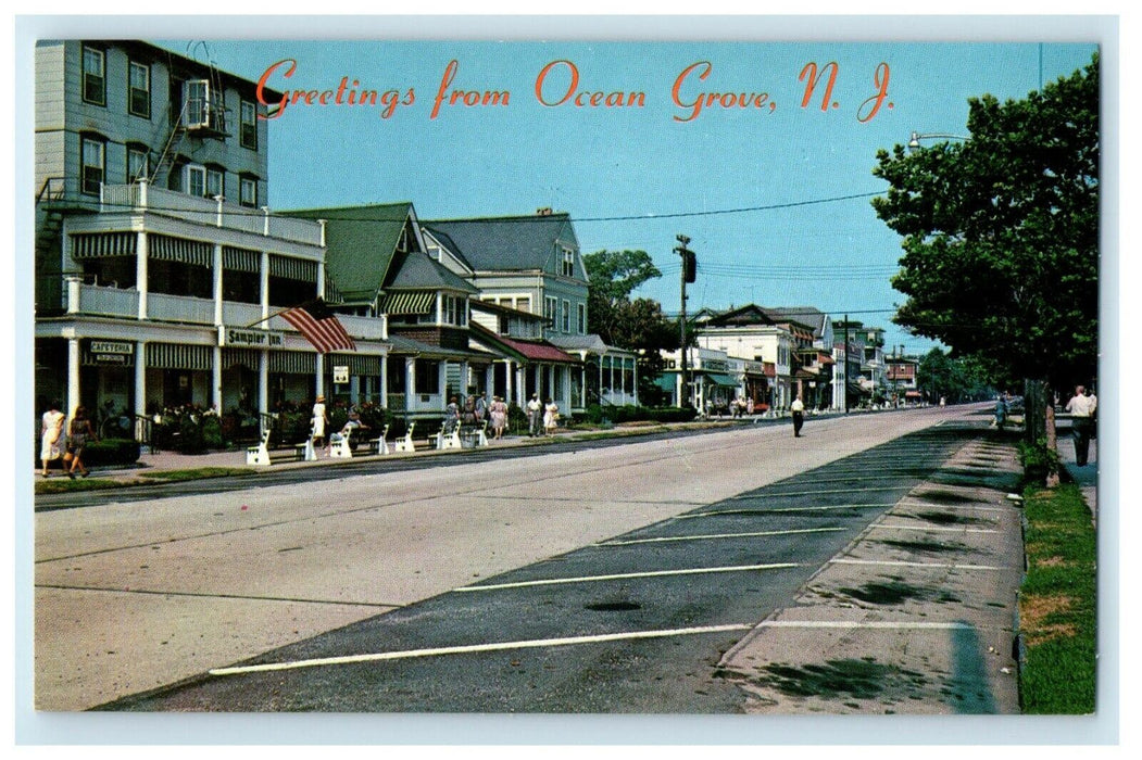 Greetings From Ocean Grove New Jersey NJ No Cars Main Avenue Postcard