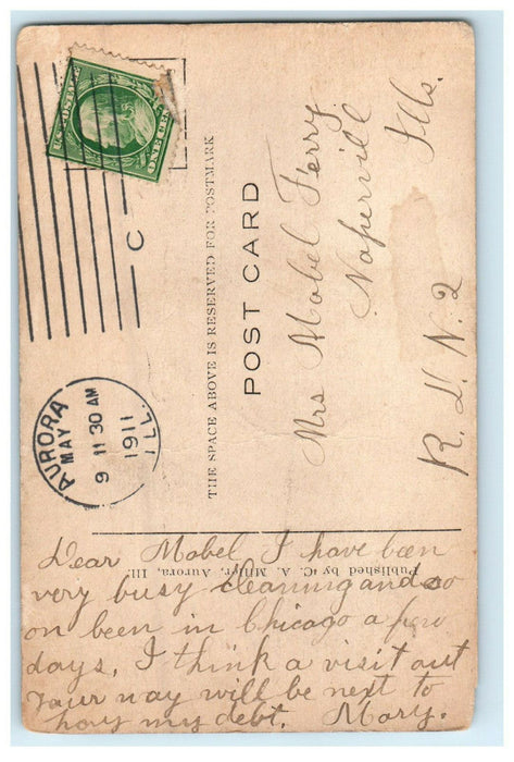 1911 Broadway S from New York St. Aurora Illinois IL Antique Posted Postcard