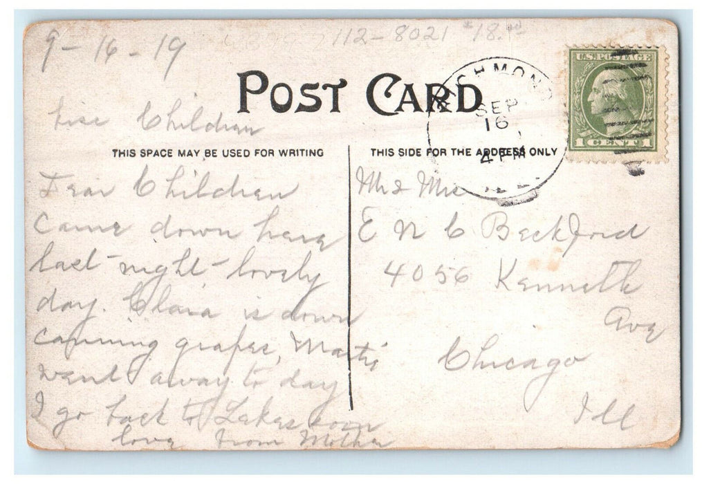 1919 Carriage Scene on Broadway Richmond Illinois IL Antique Postcard