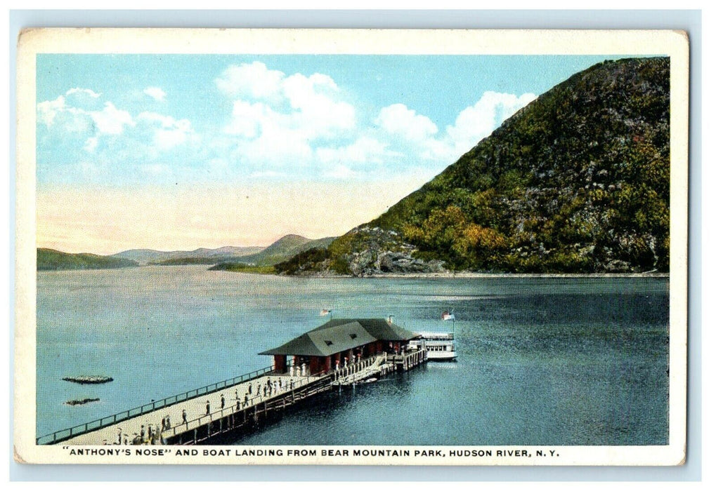 Anthony's Nose And Boat Landing From Bear Mountain Park Hudson River NY Postcard