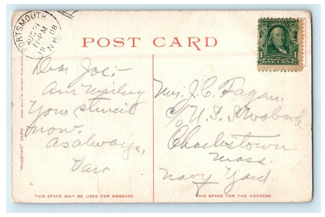 1908 Preparing The Christmas Dinner Chef Portsmouth New Hampshire NH Postcard