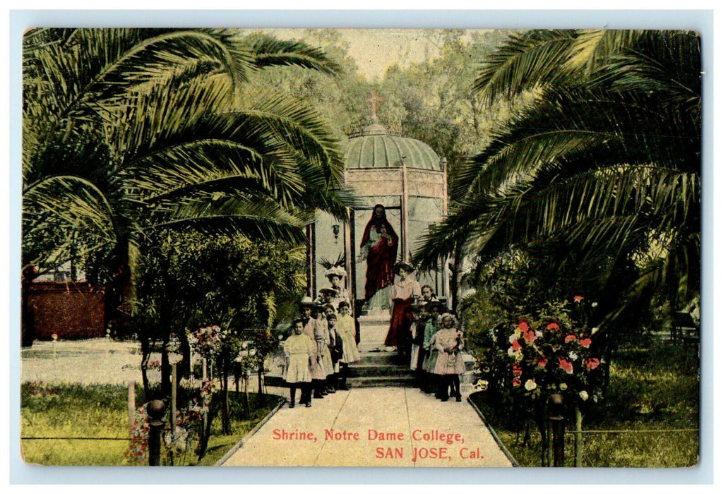 1908 Shrine, Notre Dame College, San Jose California CA Posted Postcard