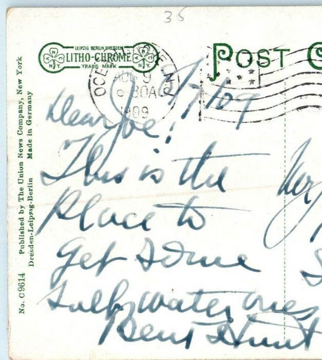 1909 The Fishing Pier Beach View Ocean Grove New Jersey NJ Antique Postcard