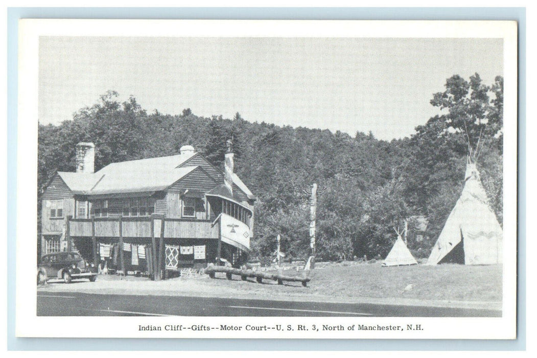 c1930s Indian Cliff US Rt.3, Motor Court Manchester New Hampshire NH Postcard
