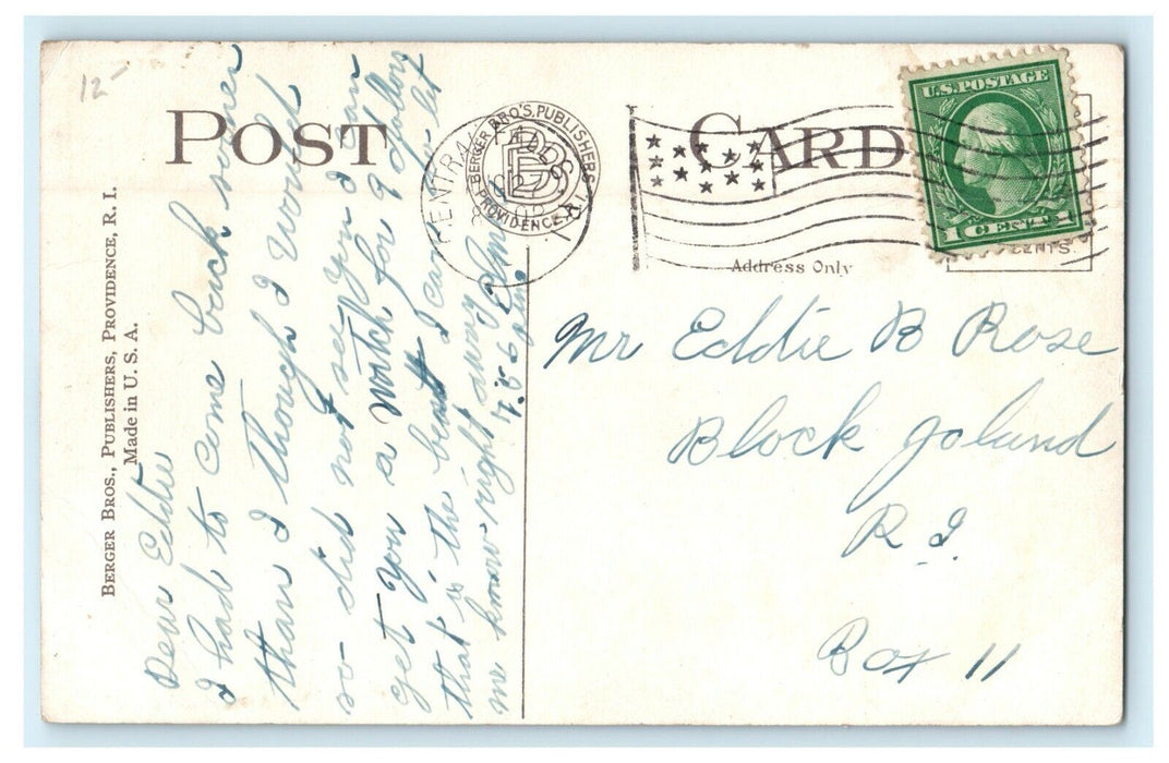 1920 Benedict Hotel, Pawtucket, Rhode Island, RI Antique Postcard