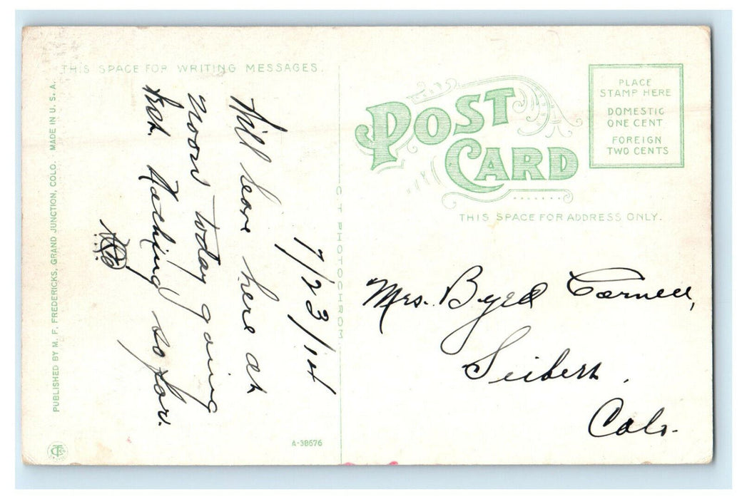 1914 Union Depot By Night, Grand Junction Colorado CO Posted Postcard