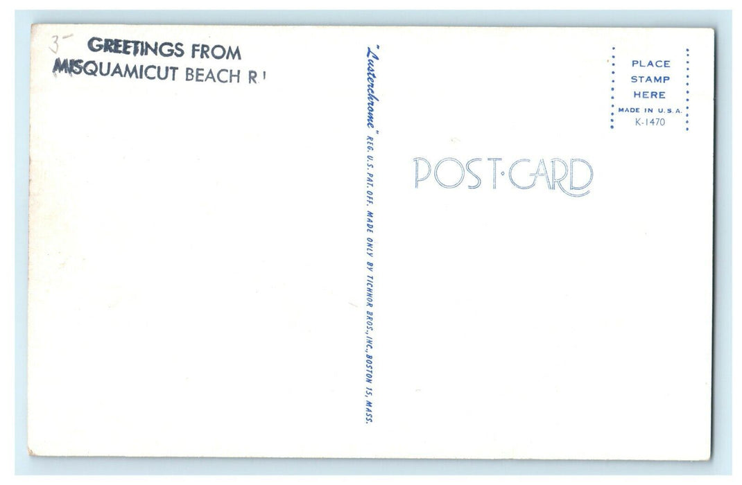 1907 Greetings from Misquamicut Beach, Rhode Island, RI Postcard