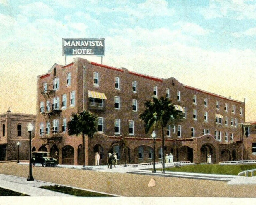 c1920's Manavista Hotel Building Street View Bradenton Florida FL Postcard