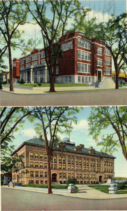 1943 High School Central Buildings, Manchester New Hampshire NH Postcard