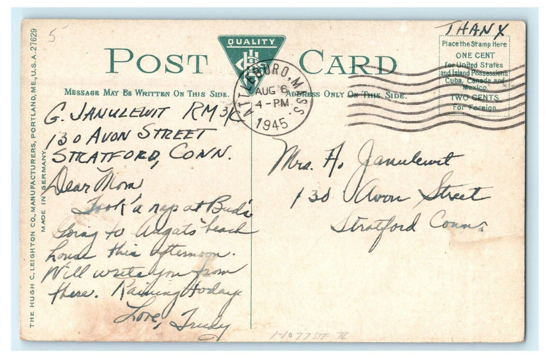 1945 Bates Block Opera House And Post Office Attleboro Massachusetts MA Postcard