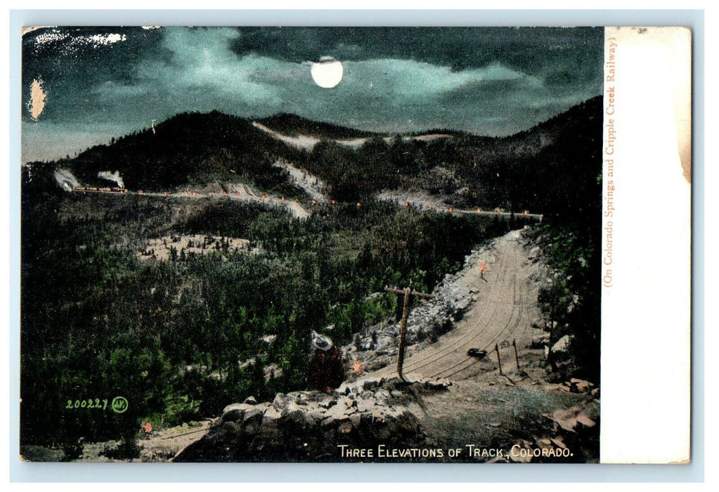 c1905s Three Elevations of Track By Moonlight, Colorado CO Unposted Postcard