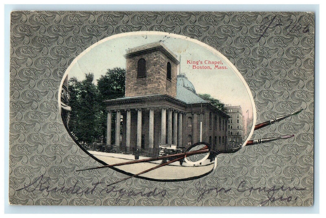 1906 King's Chapel Street View Boston Massachusetts MA Antique Postcard