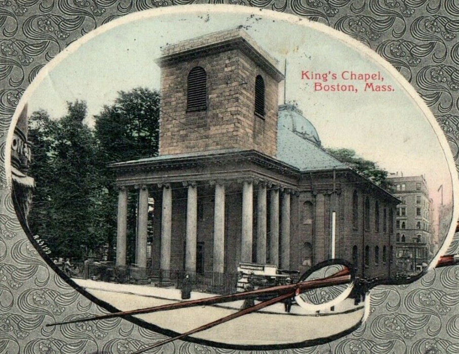 1906 King's Chapel Street View Boston Massachusetts MA Antique Postcard