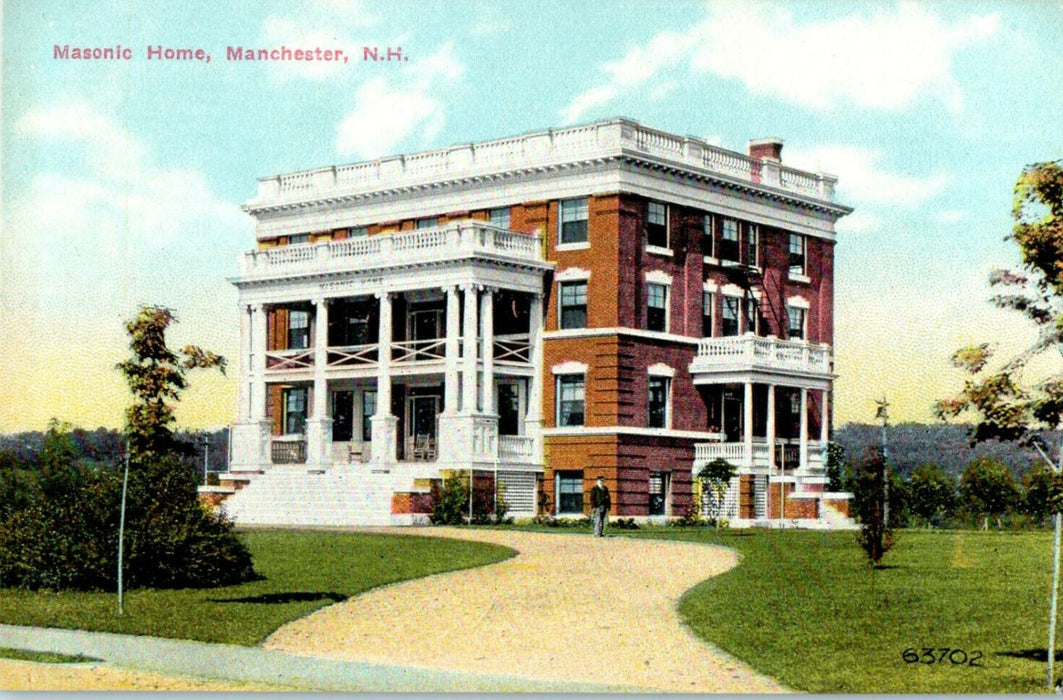 c1910s Front View, Masonic Home, Manchester New Hampshire NH Unposted Postcard